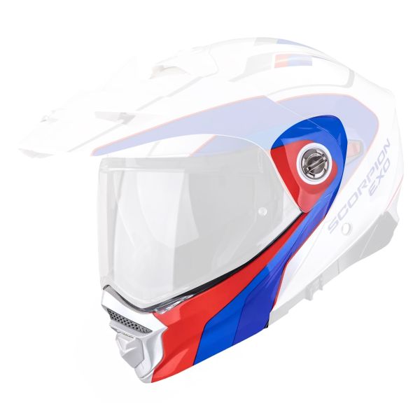 Piezas sueltas casco Scorpion Mentonera ADX-2 Kamps Blanco Rojo Azul