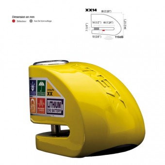 Xena Bloqueo De Disco con alarma Series XX 14 Amarillo