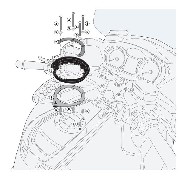 Accesorios bolsa sobredep�sito Givi Abrazadera Tanklock BF47 Bolsa sobredep�sito BMW R1200RT (08-13)
