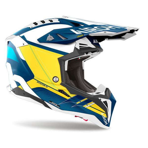 AIROH AVIATOR 3 Motorradhelm - Carbon Helm In SABER BLUE GLOSS XL