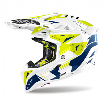 Casque Cross Airoh Aviator 3 Spin Yellow Blue Casque Cross Airoh Aviator 3 Spin Yellow Blue