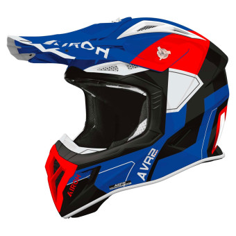 Cross Airoh Aviator Ace 2 Escudo Azul Rojo Brillo