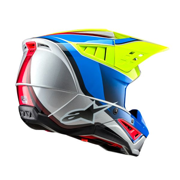 Alpinestars S-M5 Vela Amarillo Fluo Esmalte Azul Plata