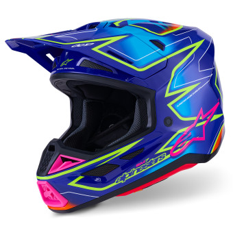 Casque Cross Alpinestars S-M7 Azul Fundido Rosa Amarillo Fluo Brillante Casque Cross Alpinestars S-M7 Azul Fundido Rosa Amarillo Fluo Brillante