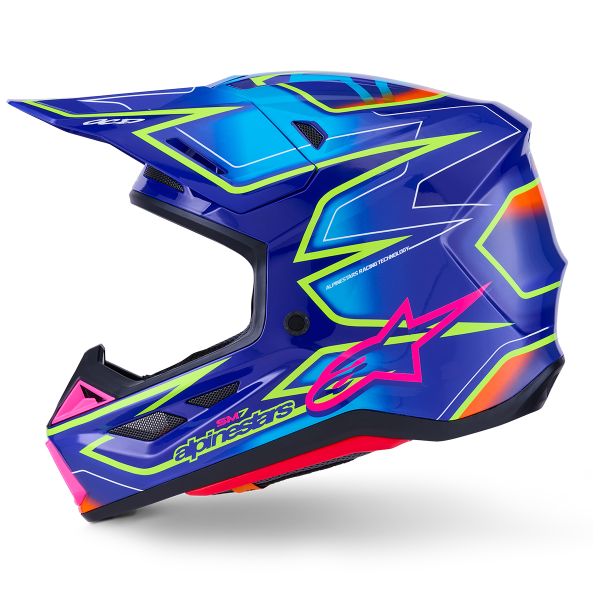 Alpinestars S-M7 Azul Fundido Rosa Amarillo Fluo Brillante
