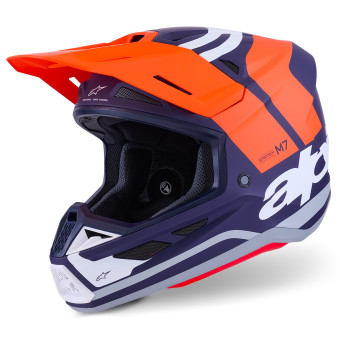 Casque Cross Alpinestars S-M7 Core Naranja Azul Mate Casque Cross Alpinestars S-M7 Core Naranja Azul Mate