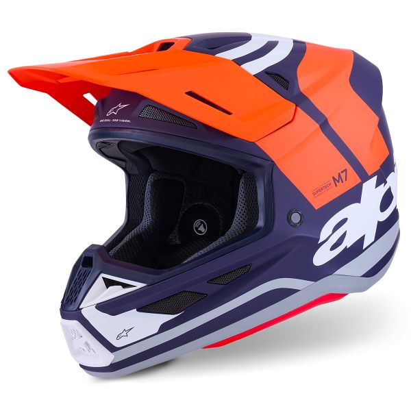 Cross Alpinestars S-M7 Core Naranja Azul Mate Cross Alpinestars S-M7 Core Naranja Azul Mate