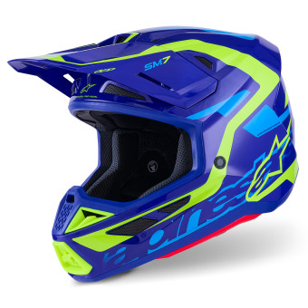 Cross Alpinestars S-M7 Deed Azul Amarillo Fluo Brillante