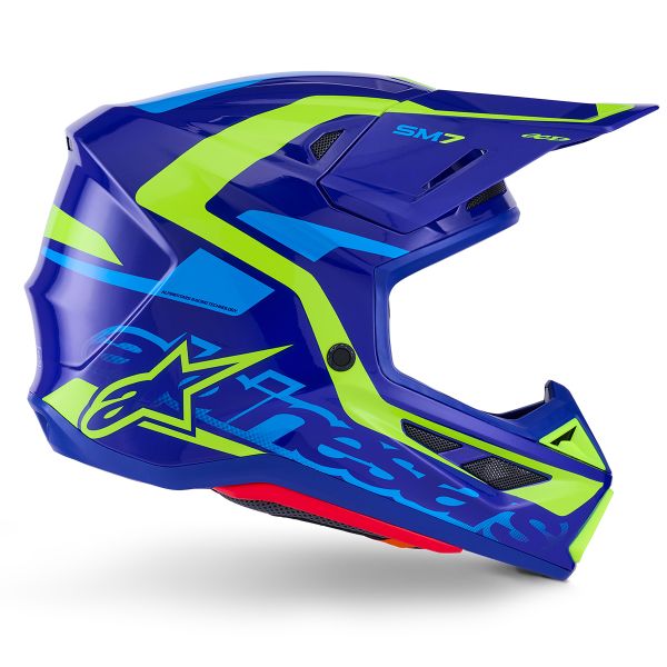 Alpinestars S-M7 Deed Azul Amarillo Fluo Brillante