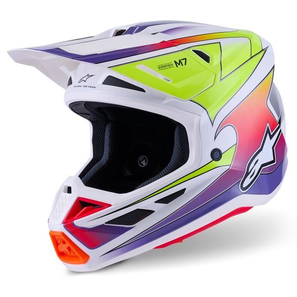 Cross Alpinestars S-M7 Fuse Wh Amarillo Fluo Púrpura Brillante Cross Alpinestars S-M7 Fuse Wh Amarillo Fluo Púrpura Brillante