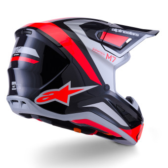 Alpinestars S-M7 Rise Negro Plata Rojo Fluo Brillante