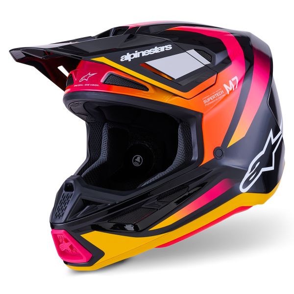 Cross Alpinestars S-M7 Rise Negro Amarillo Rosa Brillante Cross Alpinestars S-M7 Rise Negro Amarillo Rosa Brillante