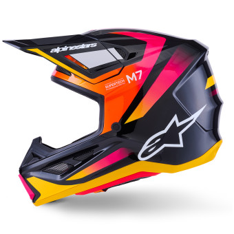 Alpinestars S-M7 Rise Negro Amarillo Rosa Brillante