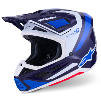 Cross Alpinestars S-M7 Rise Azul Blanco Brillante