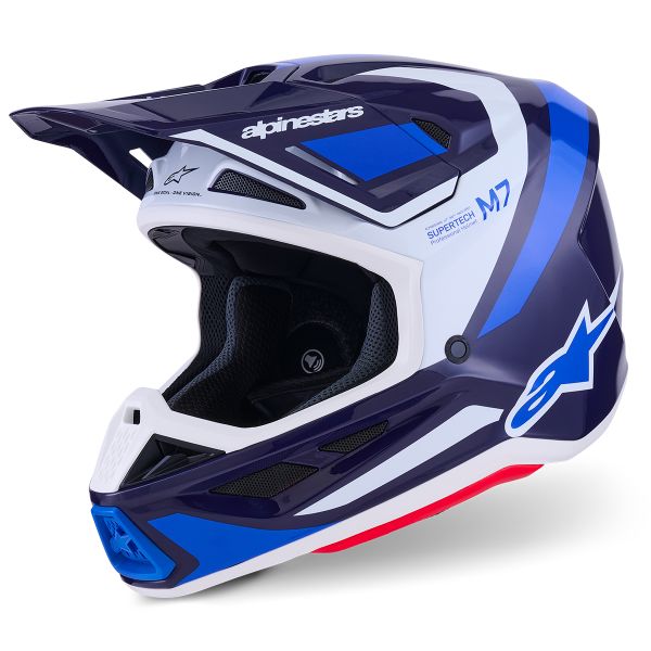 Cross Alpinestars S-M7 Rise Azul Blanco Brillante Cross Alpinestars S-M7 Rise Azul Blanco Brillante