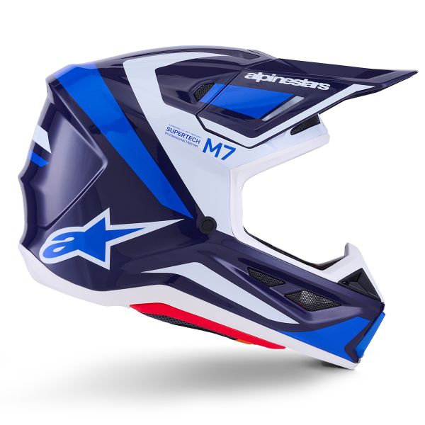 Alpinestars S-M7 Rise Azul Blanco Brillante
