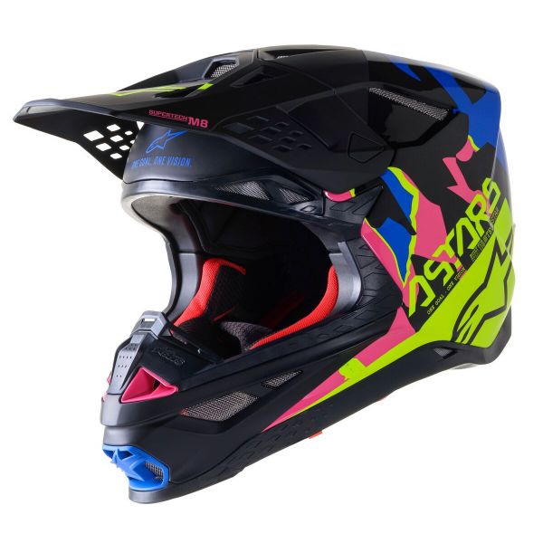 Cross Alpinestars S-M8 Eco Negro Azul Amarillo Rosa