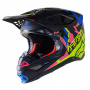 Casque Cross Alpinestars S-M8 Eco Negro Azul Amarillo Rosa