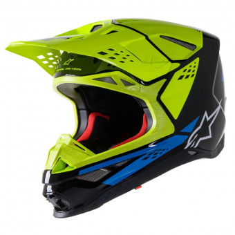 Casque Cross Alpinestars S-M8 Factory Negro Amarillo Azul Fluo Casque Cross Alpinestars S-M8 Factory Negro Amarillo Azul Fluo