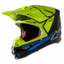 Casque Cross Alpinestars S-M8 Factory Negro Amarillo Azul Fluo