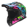 Casque Cross LS2 Fast II Grotesk Blue Pink Green MX708