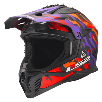 Casque Cross LS2 Fast II Grotesk Purple Orange MX708