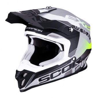 Casque Cross Scorpion VX-16 Air Arhus Plata Mate Negro Amarillo Fosforescente Casque Cross Scorpion VX-16 Air Arhus Plata Mate Negro Amarillo Fosforescente