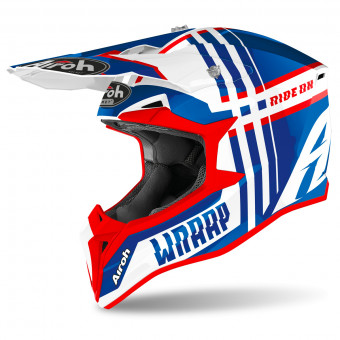 Casque Cross Airoh Wraap Broken Blue Red Casque Cross Airoh Wraap Broken Blue Red
