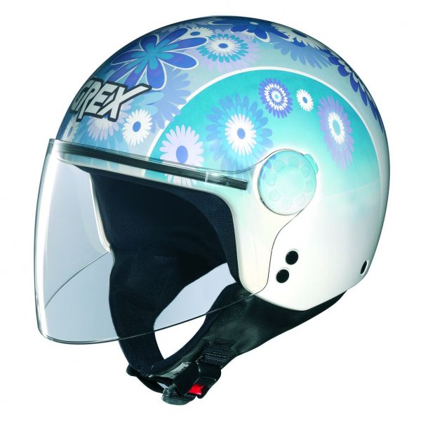 casco moto Grex DJ1 Visor Artwork Flower Blue 80
