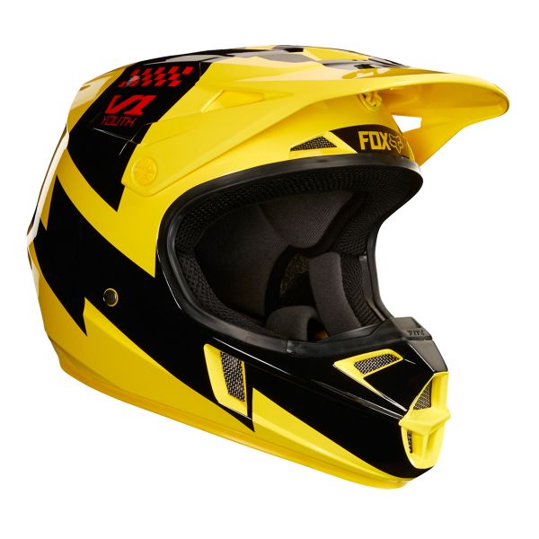 Fox Racing V1 Imperial Casco De Motocross Para Niños (Rojo/Amarillo) – Talla S (45-46cm) Certificado DOT Y Snell