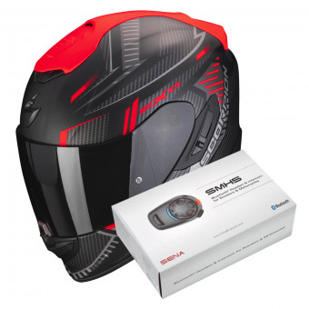 Integral Scorpion Exo 1400 Evo Air Shell Matt Black Red + Intercom Sena SMH5