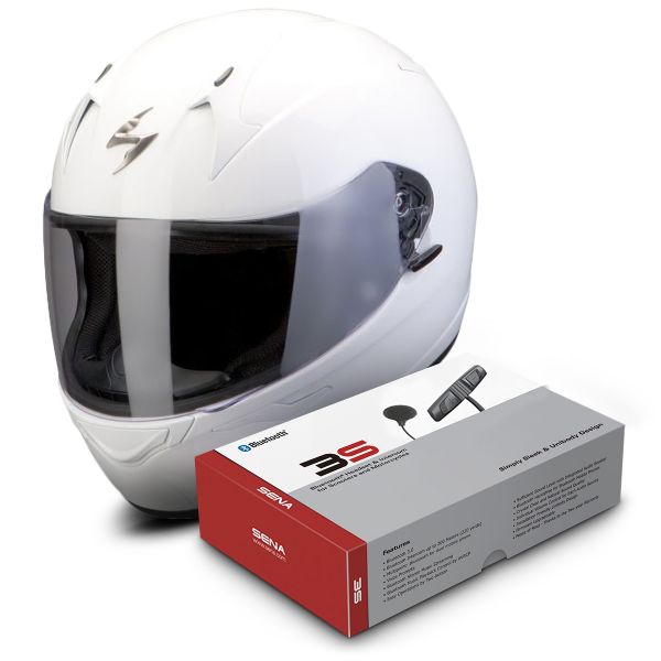 Integral Scorpion EXO 410 Air Blanco + Sena 3S Bluetooth Kit