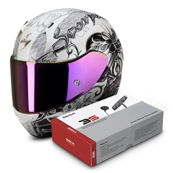 Integral Scorpion EXO 410 Air Orchid Blanco Nacre + Sena 3S Bluetooth Kit
