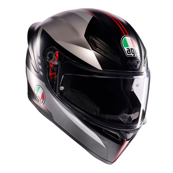 AGV K1 S Lap Matt Black Grey Red + Kit Bluetooth BT Mini