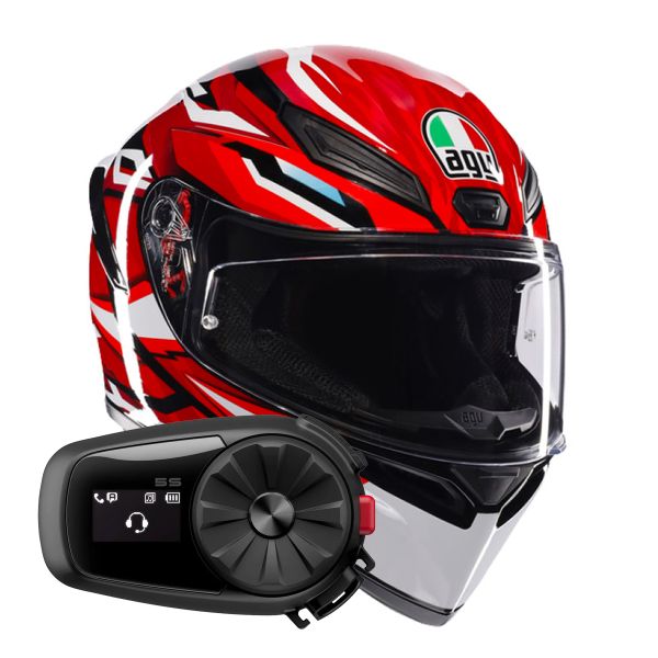 Integral AGV K1 S Lion Black Red White + Kit Bluetooth 5S Solo