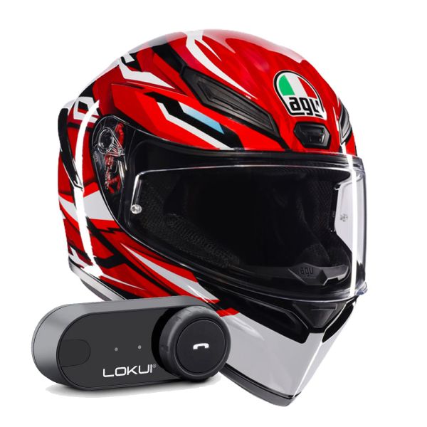 Integral AGV K1 S Lion Black Red White + Kit Bluetooth Lokui K30 Integral AGV K1 S Lion Black Red White + Kit Bluetooth Lokui K30