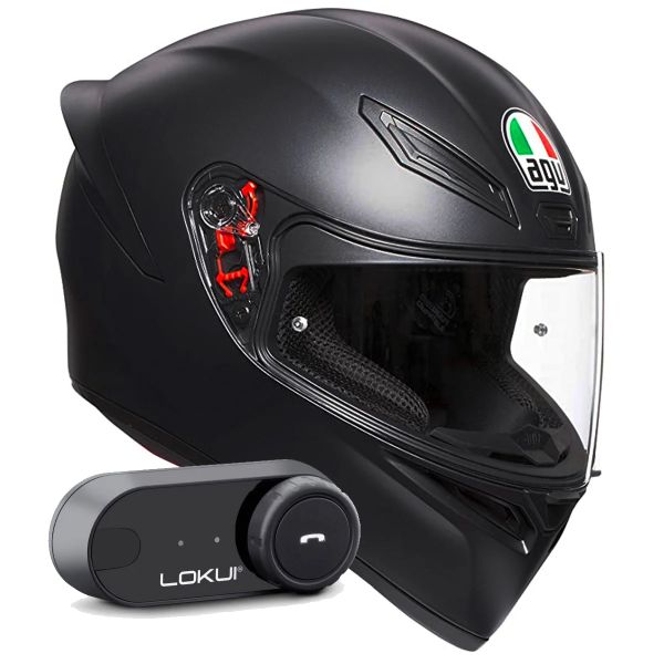 Integral AGV K1 S Mono Matt Black + Kit Bluetooth Lokui K30