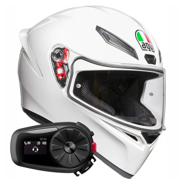 Integral AGV K1 S Mono White + Kit Bluetooth 5S Solo