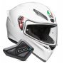 Casque Integral AGV K1 S Mono White + Kit Bluetooth BT Mini