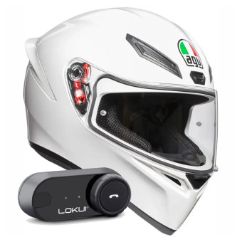 Integral AGV K1 S Mono White + Kit Bluetooth Lokui K30