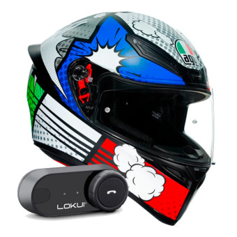 Integral AGV K1 S Multi Bang Matt Italy Blue + Kit Bluetooth Lokui K30