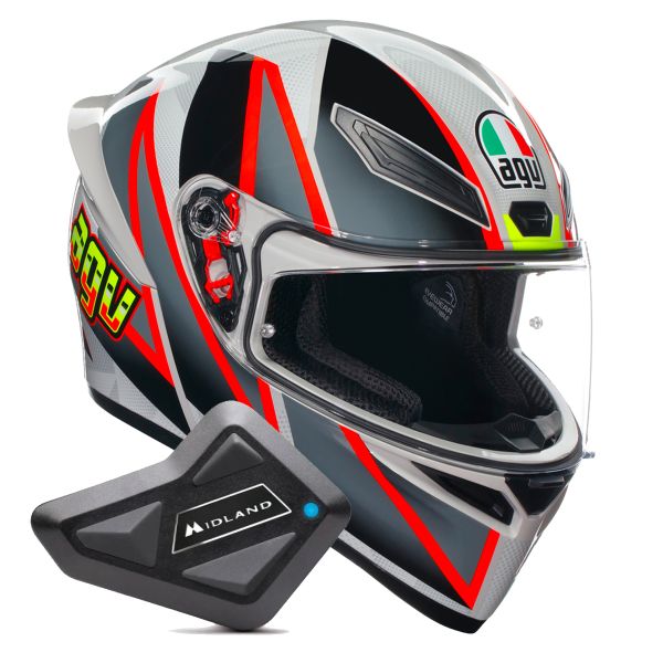 Integral AGV K1 S Multi Blipper Grey Red + Kit Bluetooth BT Mini