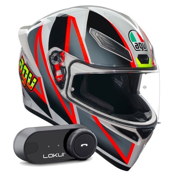 Integral AGV K1 S Multi Blipper Grey Red + Kit Bluetooth Lokui K30