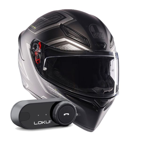 Integral AGV K1 S Sling Matt Black Grey + Kit Bluetooth Lokui K30