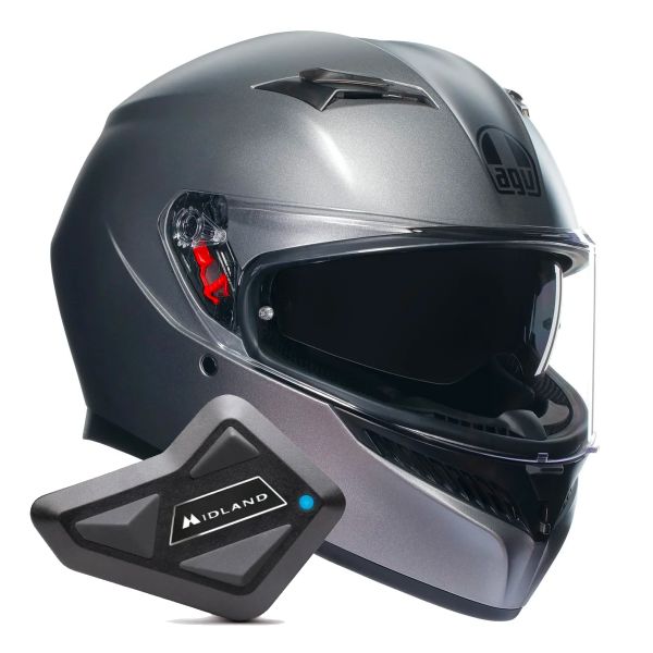 Integral AGV K3 Mono Grey Matt + Kit Bluetooth BT Mini