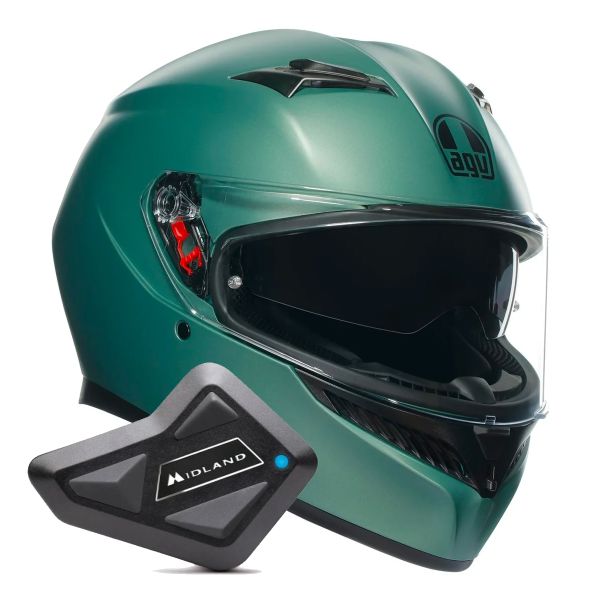 Integral AGV K3 Mono Matt Salvage Green + Kit Bluetooth BT Mini