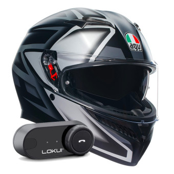 Integral AGV K3 Multi Compound Black Grey + Kit Bluetooth Lokui K30