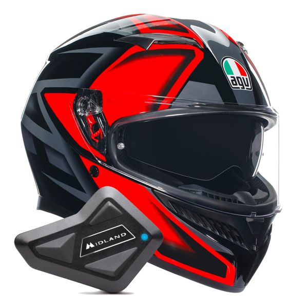 Integral AGV K3 Multi Compound Black Red + Kit Bluetooth BT Mini