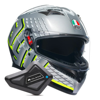 Integral AGV K3 Multi Fortify Grey Black Yellow Fluo + Kit Bluetooth BT Mini