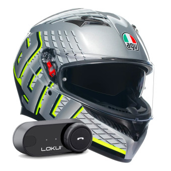 Integral AGV K3 Multi Fortify Grey Black Yellow Fluo + Kit Bluetooth Lokui K30